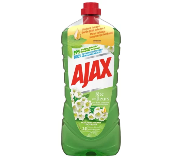 AJAX - Nettoyant Ménager Sols et Multi Surfaces Ajax Fête des Fleurs Muguet Ultra Dégraissant - Agit Contre Tous Types De Saleté 1,25l