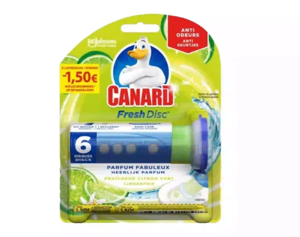 Canard Fresh Disc Recharges Fraîcheur Citron Vert Bloc Sans Cage Nettoyant WC