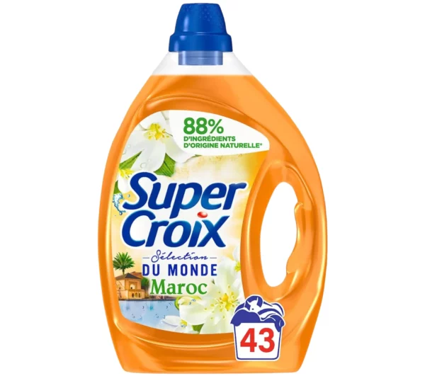 Super Croix Maroc – Lessive Liquide – 43 Lavages (2.15L) – Lessive Parfumée – Fleur d'Oranger & Lait d'Amande