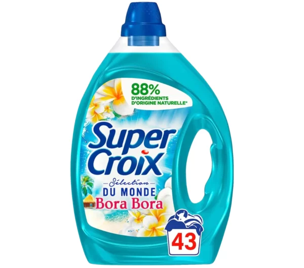 Super Croix Bora Bora – 43 Lavages (2.15L) – Lessive Liquide Parfumée – Fleur de Monoi & Lait d'Aloe