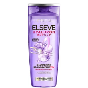 L'Oréal Paris - Shampooing Ré-Hydratant pour Cheveux Déshydratés et Fatigués - Hydratation 72H - Brillance - À l'Acide Hyaluronique - Elseve Hyaluron Repulp -250ml