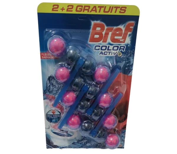 Bref WC Power Activ Fleurs Roses 4x50g - Blocs Nettoyants WC