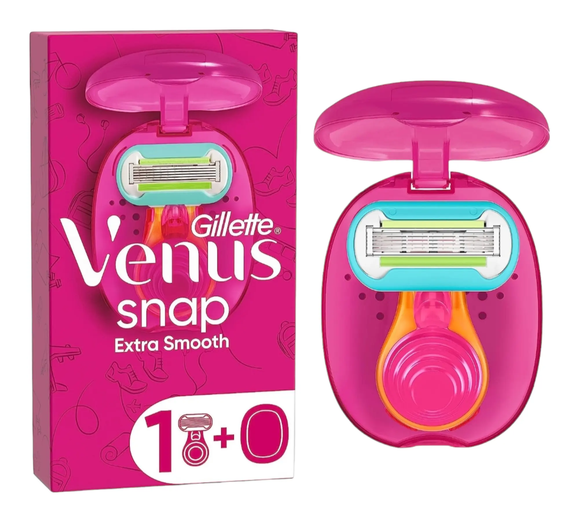 Gillette Venus Extra Smooth Snap Rasoir, 1 Petit Manche, 1 Recharge De Lame, À 3 Lames, Rasage De Très Près