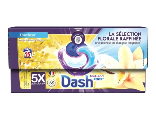 Dash Tout-en-1 Lessive Capsules avec Lenor Souffle Précieux, Fraîcheur