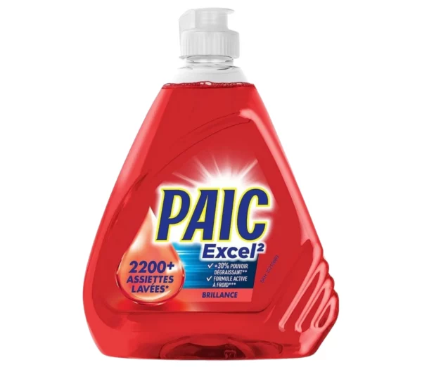 PAIC - Liquide Vaisselle main Paic - Paic Excel² Brillance - Formule Active à Froid - Ultra-Dégraissant 500ml