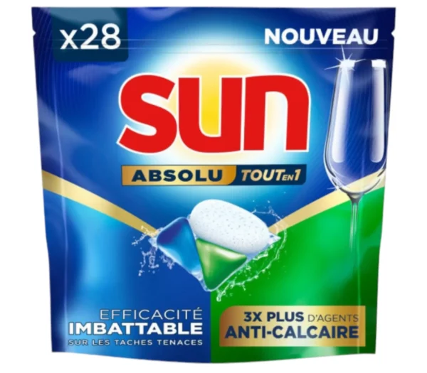 Sun Pastilles Lave-Vaisselle Optimum Tout-en-1 Citron x28