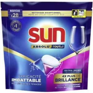 Sun Pastilles Lave-Vaisselle Absolu Tout-en-1 Brillance 56 Capsules Lave Vaisselle