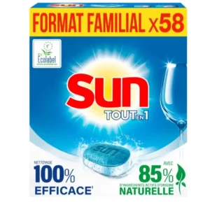 Sun Pastilles Lave-Vaisselle Tout-en-1 Citron Ecolabel 58Tablettes Lave-Vaisselle