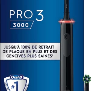 Oral-B Pro 3 3000 Brosse À Dents Électrique Avec 2 Brossettes, Technologie 3D, Élimine Jusqu’À 100 % De Plaque Dentaire