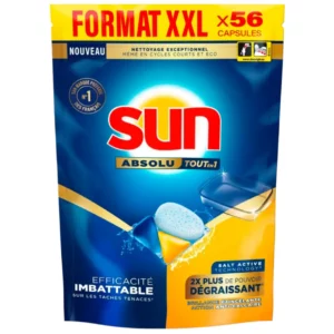 Sun Pastilles Lave-Vaisselle Absolu Tout-en-1 Dégraissant 56 Capsules Lave-Vaisselle