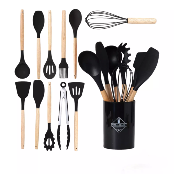 Ustensiles de Cuisine,Lychee 12PCS Kit Noir