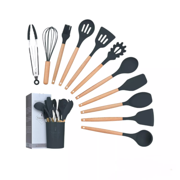 Ustensiles de Cuisine,Lychee 12PCS Kit Gris